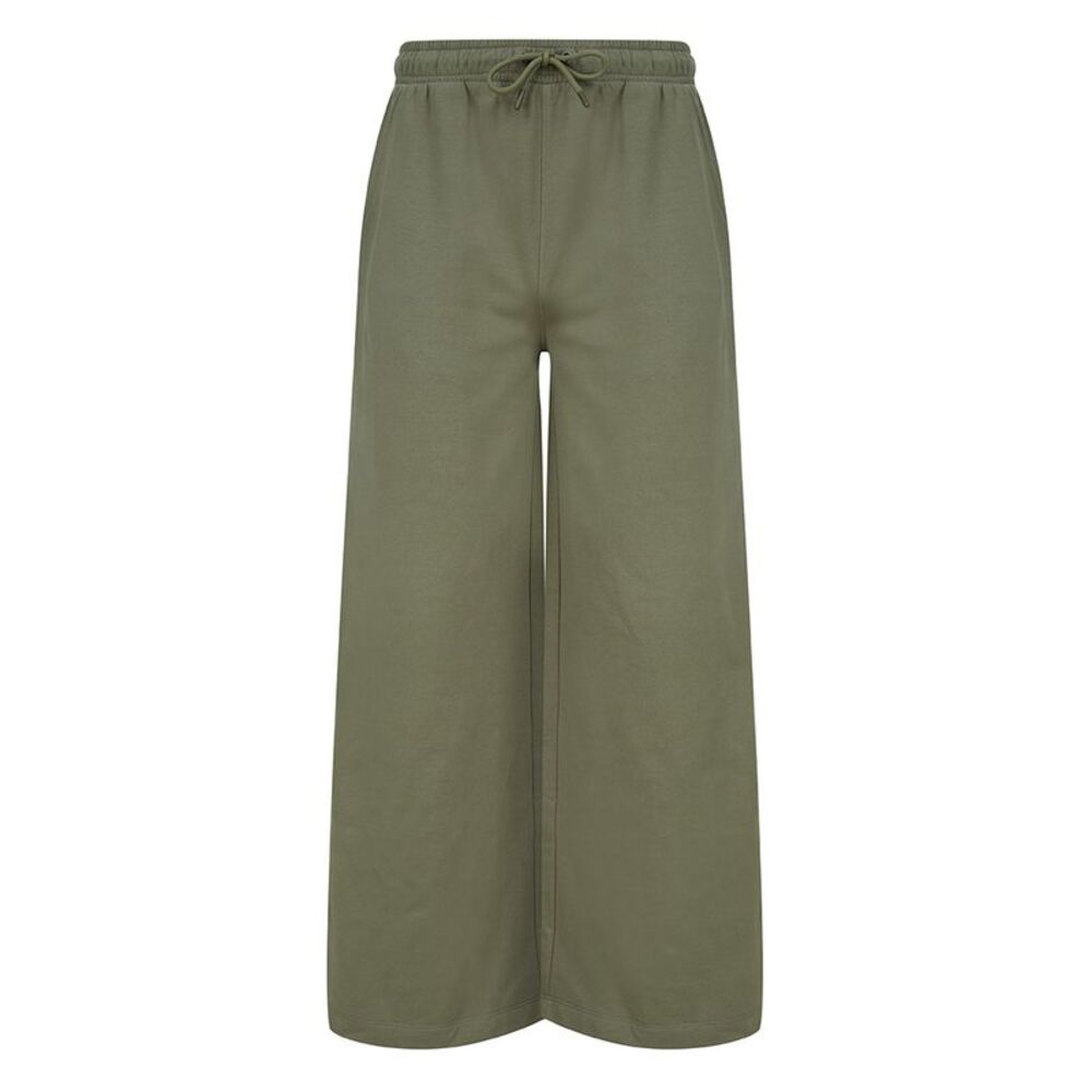 Skinni Fit Womens/Ladies Sustainable Wide Leg Sweatpants / Khaki
